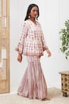 Buy Soup By Sougat Paul Pink Satin Embroidery V-neck Tabriz Printed Peplum And Sharara Set Online at Aza Fashions Buy_Soup By Sougat Paul_Pink Satin Embroidery V-neck Tabriz Printed Peplum And Sharara Set _Online_at_Aza_Fashions