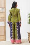 Shop Soup By Sougat Paul Green Crepe V-neck Floral Printed Angrakha And Pant Set at Aza Fashions Shop_Soup By Sougat Paul_Green Crepe V-neck Floral Printed Angrakha And Pant Set _at_Aza_Fashions