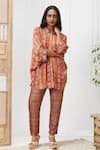 Buy Soup By Sougat Paul Maroon Silk Adah Printed Kimono And Pant Set at Aza Fashions Buy_Soup By Sougat Paul_Maroon Silk Adah Printed Kimono And Pant Set _at_Aza_Fashions