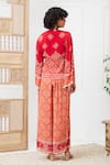 Shop_Soup by Sougat Paul_Red Crepe Printed Bandhej V Neck Angrakha And Pant Set _at_Aza_Fashions