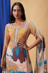 Soup By Sougat Paul_Multi Color Crepe Embroidery Round Neck Benazir Floral Pattern Kurta And Pant Set _at_Aza_Fashions