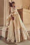 Pankaj & Nidhi_Pink Tulle Mir Hand Embellished Lehenga Cape Set _Online_at_Aza_Fashions