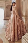 Pankaj & Nidhi_Pink Tulle Solarium Hand Embellished Kalidar Jacket With Sharara _Online_at_Aza_Fashions