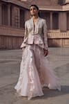 Buy_Pankaj & Nidhi_Pink Tulle Zora Hand Embellished Jacket With Sharara _Online_at_Aza_Fashions