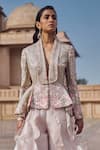 Shop_Pankaj & Nidhi_Pink Tulle Zora Hand Embellished Jacket With Sharara _at_Aza_Fashions