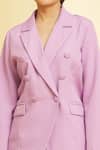 Shop_Naintara Bajaj_Purple Cotton Plain Lapel Collar Blazer With Shorts_Online_at_Aza_Fashions