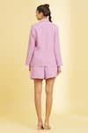 Shop_Naintara Bajaj_Purple Cotton Plain Lapel Collar Blazer With Shorts_at_Aza_Fashions