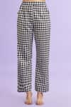 Naintara Bajaj_Black Polyester Houndstooth Lapel Collar Placement Pattern Blazer With Pant_at_Aza_Fashions