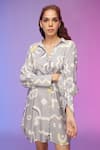 Shop So Us By Sougatpaul Blue Cotton Collared Abstract Print Shirt Dress Online at Aza Fashions Shop_So Us By Sougatpaul_Blue Cotton Collared Abstract Print Shirt Dress _Online_at_Aza_Fashions