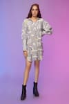 So Us By Sougatpaul Blue Cotton Collared Abstract Print Shirt Dress at Aza Fashions So Us By Sougatpaul_Blue Cotton Collared Abstract Print Shirt Dress _at_Aza_Fashions