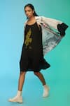 Shop_So Us By Sougatpaul_Black Cotton Embroidery Round Neck, Collared Boho Babe Dress With Jacket _Online_at_Aza_Fashions