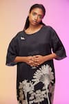 Shop_SO US by Sougatpaul_Black Minimalist Cotton Printed Dress _Online_at_Aza_Fashions
