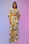 Buy_SO US by Sougatpaul_Multi Color Cotton Printed Abstract V Neck Beach Escape Top And Pant Set _at_Aza_Fashions