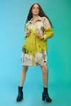 Buy_SO US by Sougatpaul_Off White Cotton Interlaced Travel Printed Dress _at_Aza_Fashions