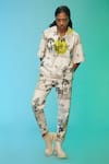 Buy_SO US by Sougatpaul_Off White Cotton Printed Garden V Neck Morden Mood Top And Pant Set _Online_at_Aza_Fashions