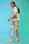 Shop_SO US by Sougatpaul_Off White Cotton Printed Garden V Neck Morden Mood Top And Pant Set _Online_at_Aza_Fashions