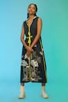 Buy_SO US by Sougatpaul_Black Cotton Urban Printed Hoodie Dress _at_Aza_Fashions