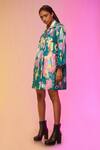 Buy_SO US by Sougatpaul_Green Glass Satin Printed Metropolis Mosaic Notched Shirt Dress  _Online_at_Aza_Fashions