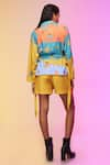 Shop_SO US by Sougatpaul_Yellow Cotton Printed Whispering Bird Collar Shirt And Shorts Set  _at_Aza_Fashions