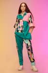 Buy_SO US by Sougatpaul_Green Glass Satin Printed And Embroidered Cityscape Shirt & Pant Set  _at_Aza_Fashions