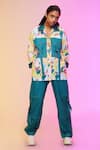 Buy_SO US by Sougatpaul_Multi Color Cotton Printed City Chic V Collar Shirt And Pant Set  _at_Aza_Fashions