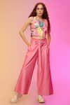 Buy_SO US by Sougatpaul_Pink Glass Satin Printed And Embroidered Vivid Cityscape Top & Pant Set _at_Aza_Fashions