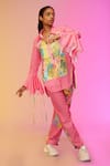 Buy_SO US by Sougatpaul_Pink Glass Satin Printed And Embroidered Artful Shirt & Pant Set  _Online_at_Aza_Fashions