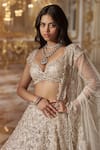 Buy_Seema Gujral_Ivory Lehenga Organza Embroidery Tonal Gold And Bloom Bridal Set _Online_at_Aza_Fashions