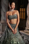 Buy_Seema Gujral_Green Net Embroidery Sequin Mughal Flora Bridal Lehenga Set _Online_at_Aza_Fashions