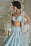 Buy_Seema Gujral_Blue Lehenga Organza Embroidery Sequins Sweetheart Neck Bridal Set _Online_at_Aza_Fashions