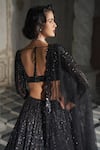 Shop_Seema Gujral_Black Net Embroidery Sequins V Neck Tonal Lehenga Set _at_Aza_Fashions