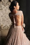 Shop_Seema Gujral_Pink Net Embroidery Sequins Pearl And Crystal Bridal Lehenga Set _at_Aza_Fashions