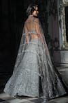 Seema Gujral_Grey Net Embroidery Sequins Square Tonal And Stone Bridal Lehenga Set _Online_at_Aza_Fashions