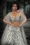 Shop_Seema Gujral_White Net Embroidery Crystal V Neck Chandelier Bridal Lehenga Set  _Online_at_Aza_Fashions