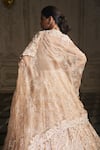 Seema Gujral_Beige Organza Embroidered Pearl Paisley Pattern Bridal Lehenga Set  _at_Aza_Fashions