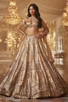Buy_Seema Gujral_Gold Net Embroidered Sequins Sweetheart Bridal Lehenga Set _at_Aza_Fashions