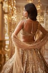Shop_Seema Gujral_Gold Net Embroidered Sequins Sweetheart Bridal Lehenga Set _at_Aza_Fashions