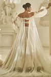 Shop_Seema Gujral_Multi Color Net Embroidered Pearls 3d Bridal Blouse Lehenga Set _at_Aza_Fashions