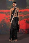 Buy_Ekaya_Black Silk Banarasi Handwoven Saree With Unstitched Blouse Fabric  _at_Aza_Fashions