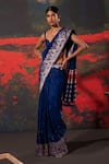 Buy_Ekaya_Blue Paisley Pattern Handwoven Silk Saree With Unstitched Blouse Fabric _at_Aza_Fashions