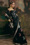 Buy_Ekaya_Black Silk Banarasi Handwoven Saree With Unstitched Blouse Piece _at_Aza_Fashions
