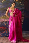 Buy_Ekaya_Pink Silk Banarasi Handwoven Saree With Unstitched Blouse Fabric  _at_Aza_Fashions