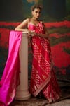 Ekaya_Pink Silk Banarasi Handwoven Saree With Unstitched Blouse Fabric  _Online_at_Aza_Fashions