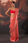 Ekaya_Pink Handwoven Silk Banarasi Saree With Unstitched Blouse Fabric _Online_at_Aza_Fashions