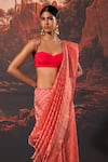 Shop_Ekaya_Pink Handwoven Silk Banarasi Saree With Unstitched Blouse Fabric _at_Aza_Fashions