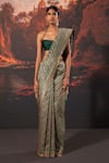 Buy_Ekaya_Green Paisley Pattern Handwoven Saree With Unstitched Blouse Fabric  _at_Aza_Fashions