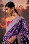 Ekaya_Purple Floral Pattern Silk Handwoven Saree With Unstitched Blouse Fabric _Online_at_Aza_Fashions