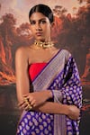 Buy_Ekaya_Purple Floral Pattern Silk Handwoven Saree With Unstitched Blouse Fabric _Online_at_Aza_Fashions