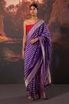 Buy_Ekaya_Purple Floral Pattern Silk Handwoven Saree With Unstitched Blouse Fabric _at_Aza_Fashions