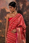 Ekaya_Red Silk Banarasi Kadhwa Handwoven Saree With Unstitched Blouse Piece  _Online_at_Aza_Fashions